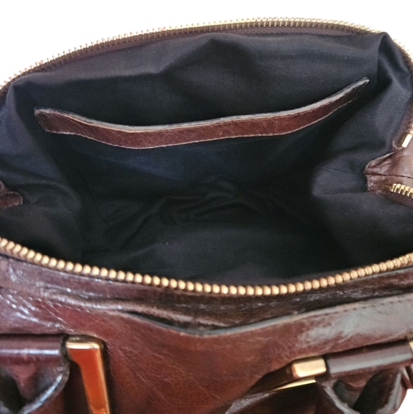 Chloé LARGE Vintage Ethel Brown Leather Handbag, Gold Accents, Crossbody Strap - Picture 10 of 15
